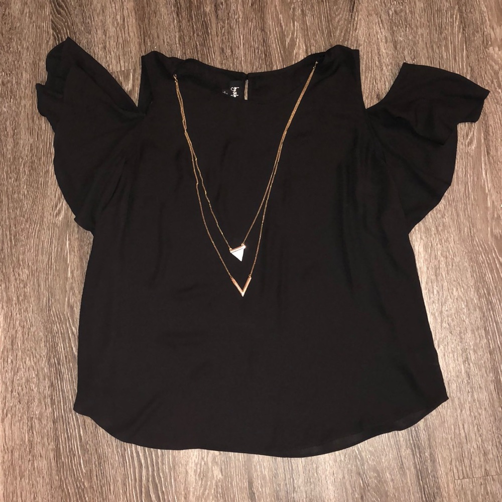 Cold Shoulder top with attached necklace